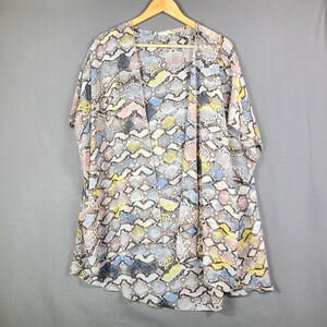 Dress Up Cardigan Lightweight Cover Up Abstract Snakeskin Pastel Boho Size S